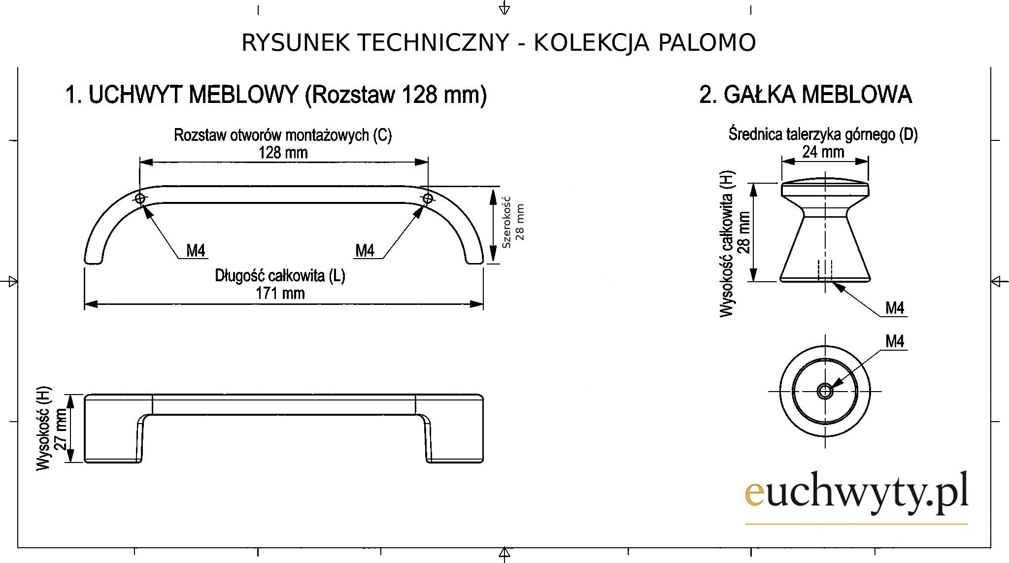 Rysunek techniczny uchwytu Palomo